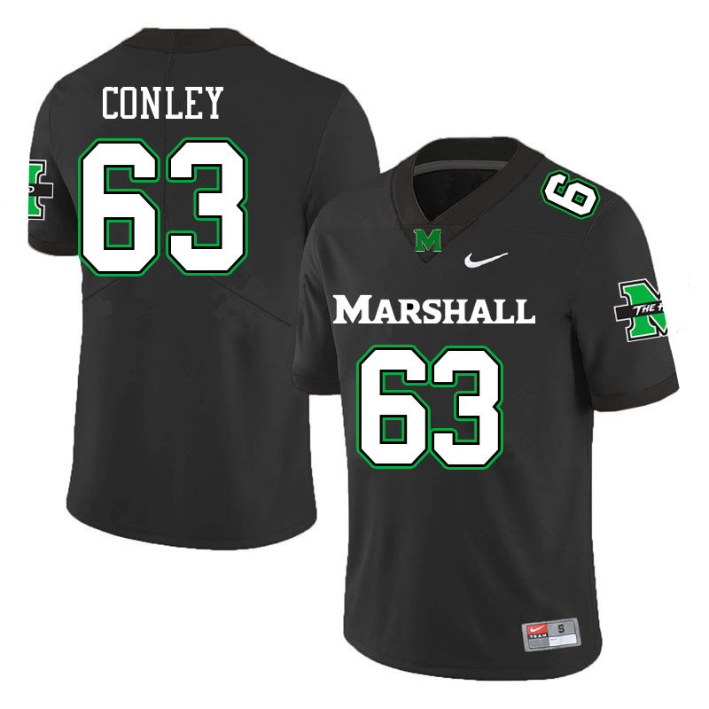 Men #63 Ayden Conley Marshall Thundering Herd College Football Jerseys Stitched Sale-Black - Click Image to Close